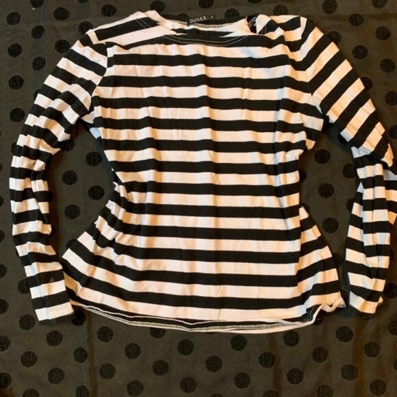Ouges Tops - Ouges - Black & White Striped Top